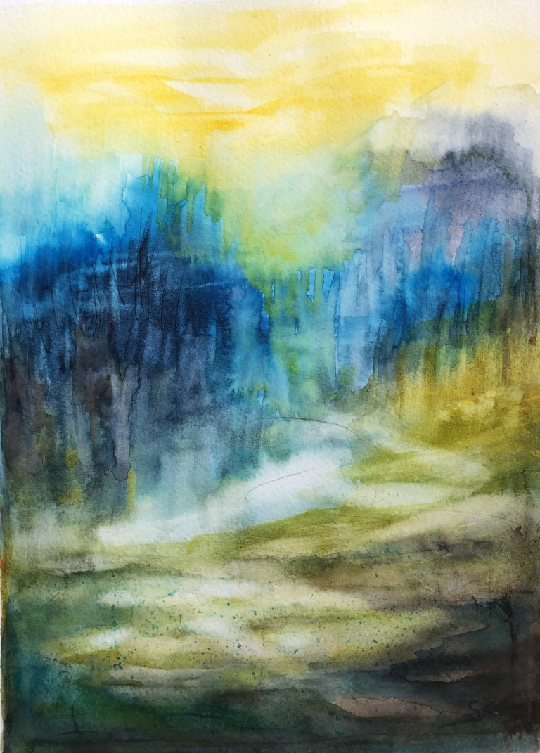 Whispering winds - Works on paper: Paintings/Landscapes: watercolor and ink, 9"×12", USD 250